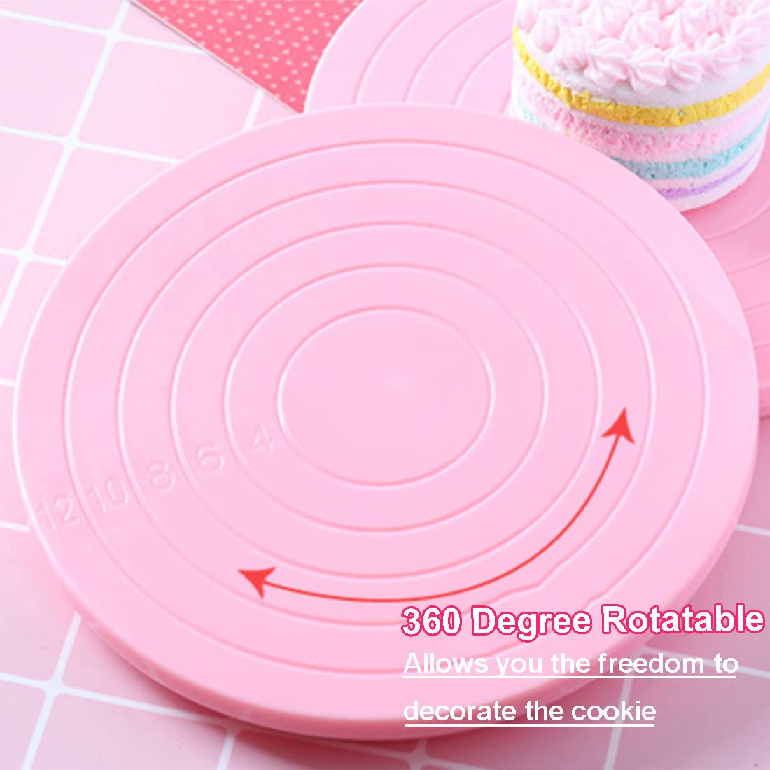 ALLRI 16 Pcs Cookie Decorating Kit Cookie Turntable Decorating Supplies with 2 Acrylic Cookie Turntable 6 Cookie Scribe Needle and 2 S
