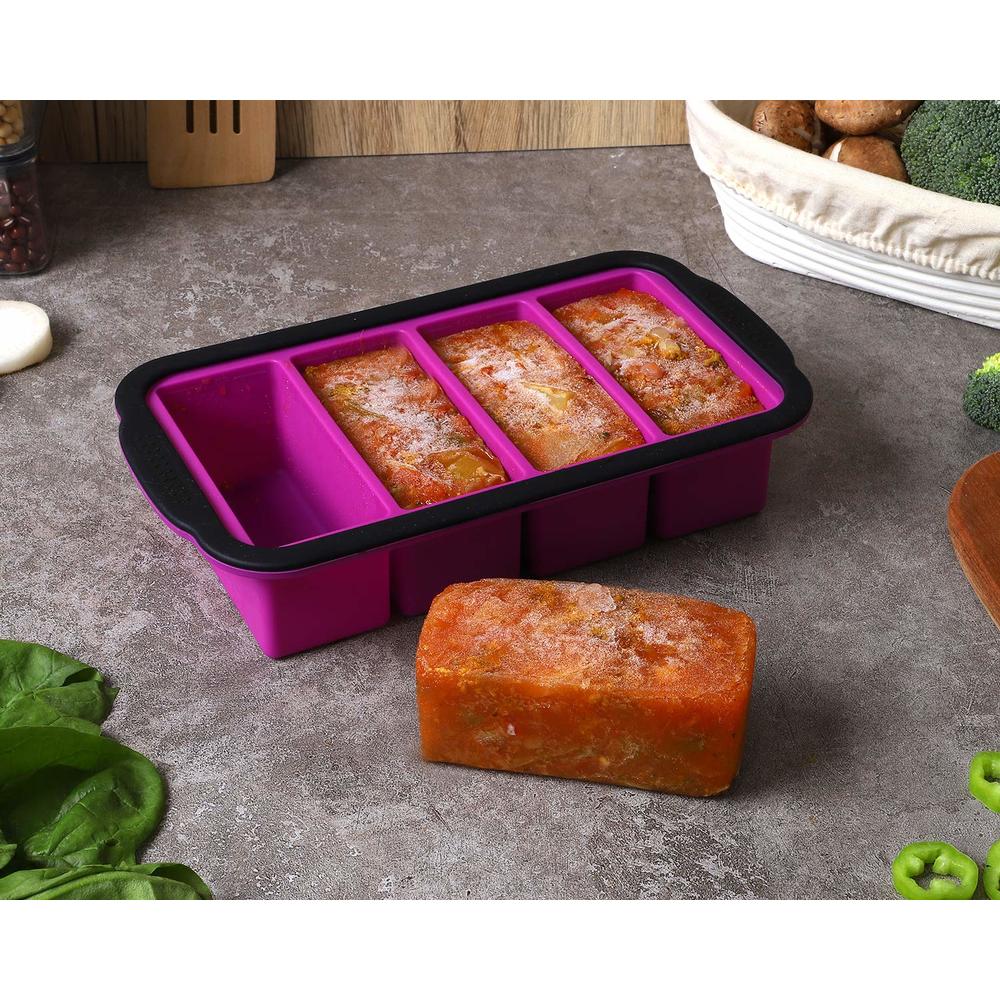 Aichoof 1-Cup Extra Large Freezing Tray with Lid, 2 PACK, Food Freezer  Container Molds for soup,broth,sauce or butter, Ice Cube Trays