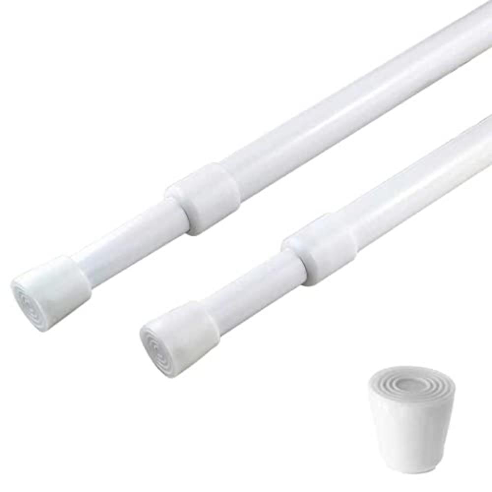 Blu-Pier Tech 2 Pack Curtain Rod Adjustable 28-43 Inches，5/8" Diameter， White，Small Short Expandable Spring Loaded Tension Rods For Window, Ba