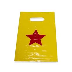 L Lifetime Party Favor Plastic Goodie Bags With Handles- Theme Birthday Supplies Gift Bag For Kids And Adults - Red Star (24 Pac