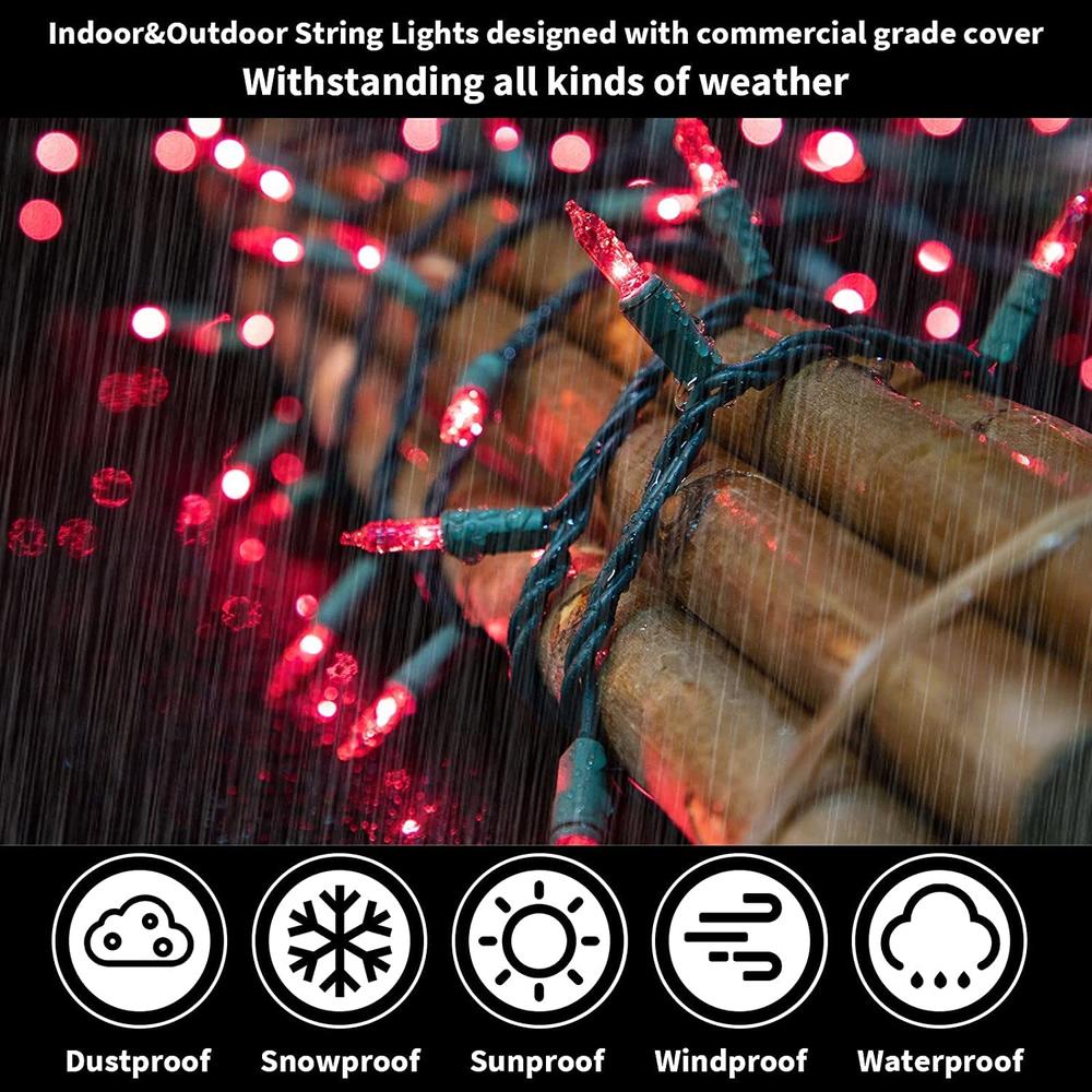 LAMPHOME Super-Bright Extendable Pink Christmas Lights Decoration 150Lights 31.9ft UL Certified Mini Bulb String Lights Set for 