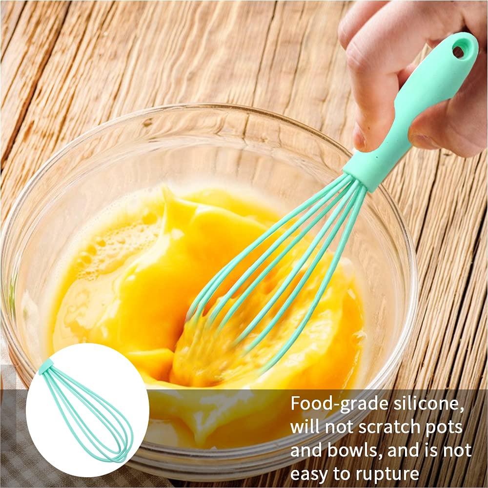 NCAM 5 Pcs Silicone Whisk for Cooking - Mini Whisk Stainless Steel Dough Whisk, Non Stick Hand Tiny Balloon Wire Whisk, Milk egg Frot