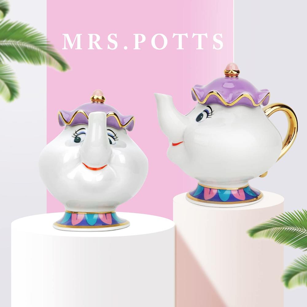 LEEPENK Mrs Potts Teapot Disney Beauty and Beast Teapot & Mug Mrs Potts and Chip Tea Set Ideal Gifts for Girl and Home Decoratio