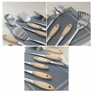 Lesbin 14-Piece Kitchen Cooking Utensils, Stainless Steel Cooking Tool with  Wooden Handle