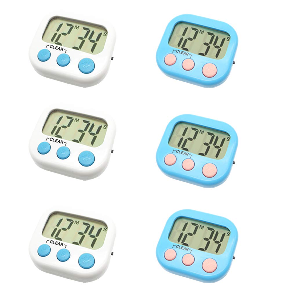 VOULOIR 6 Pack Digital Timer for Teacher Small Timers for Kids Magnetic  Back Big LCD Display Loud Alarm Minute Second Count Up Countdown