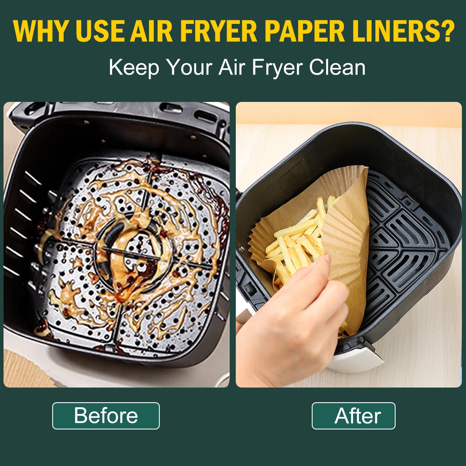 Air Fryer Disposable Paper Liner Square, Non-Stick Air Fryer Liners Air  Fryer Parchment Paper Oil-proof Grade Baking Paper 