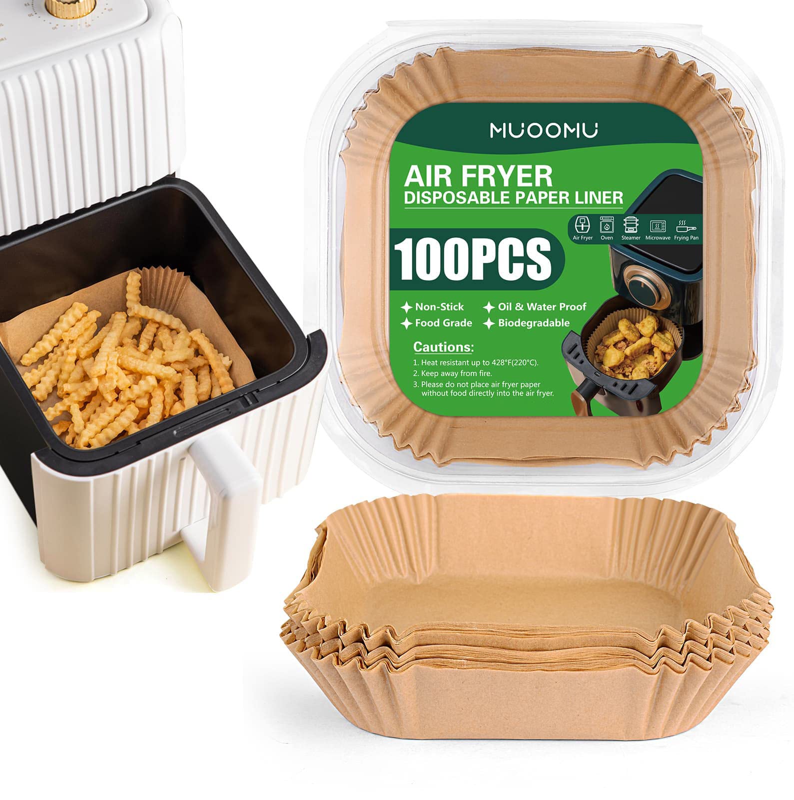100pcs Air Fryer Liners, Vancens 9 inch Bamboo Steamer Liners, Premium  Perforated Parchment Paper Sheets, Non-stick Basket