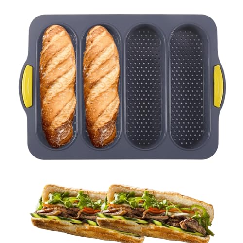atrccs loaf pan atrccs Set of 1 with four buns French bread loaf pan bread pan non-stick pan easy to release household silicone food ba