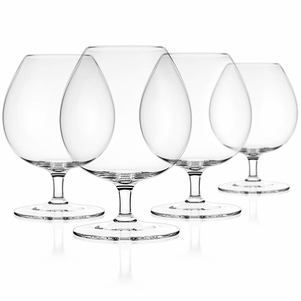 Luxbe - Brandy & Cognac Crystal Glasses Snifter, Set of 4 - Large Handcrafted - 100% Lead-Free Crystal Glass - Great for Spirits