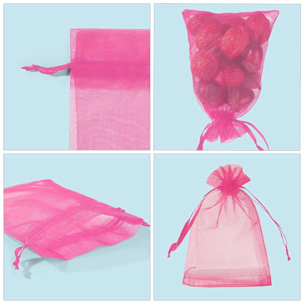 ANZNKU 50 Pack Organza Bags 4 x 6 inch Premium Sheer Drawstring Organza Bags for Candy Jewelry Party Wedding Christmas Favor Gif