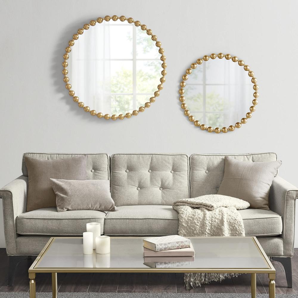 MADISON PARK SIGNATURE Wall Décor Marlowe Metal Spherical Frame Round Mirror for Living Room - Home Accent, Ready to Hang Bedroo