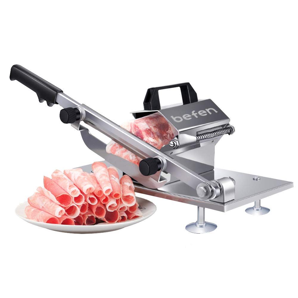 Befen Manual Frozen Meat Slicer, befen Upgraded Stainless Steel Meat Cutter Beef Mutton Roll for Hot Pot KBBQ Food Slicer Slicing Mach
