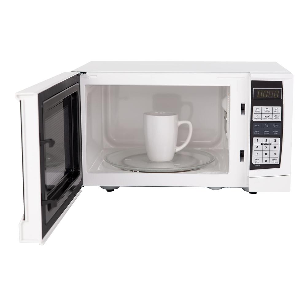 Avanti MT9K0W Microwave Oven 900-Watts Compact with 6 Pre Cooking Settings, Speed Defrost, Electronic Control Panel and Glass Tu