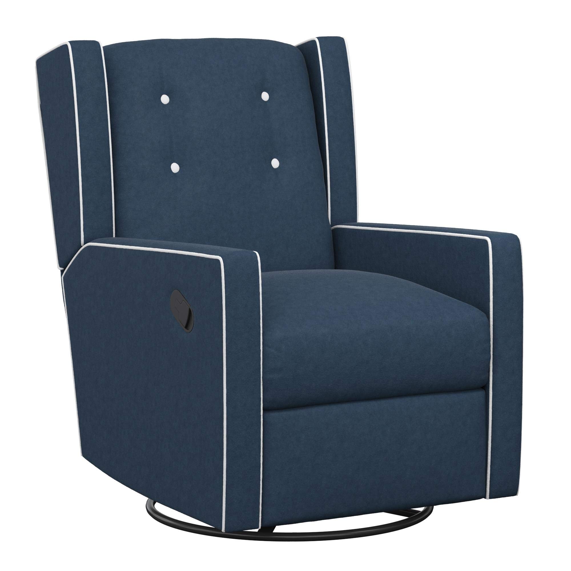 Baby Relax Mikayla 4-in-1 Swivel Glider Rocker Recliner Chair, Dark Blue Velvet