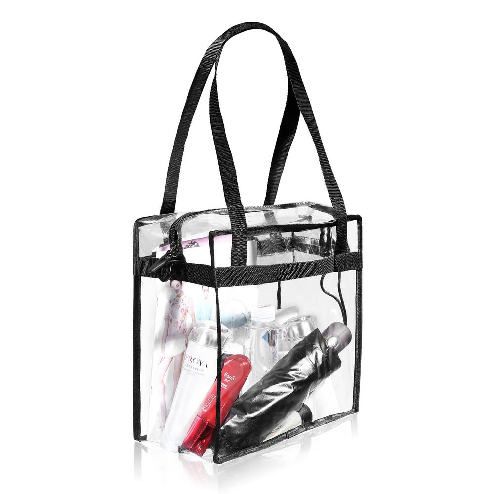 BAGAIL Clear bags Stadium Approved Clear Tote Bag with Zipper Closure Crossbody Messenger Shoulder Bag with Adjustable Strap(12 
