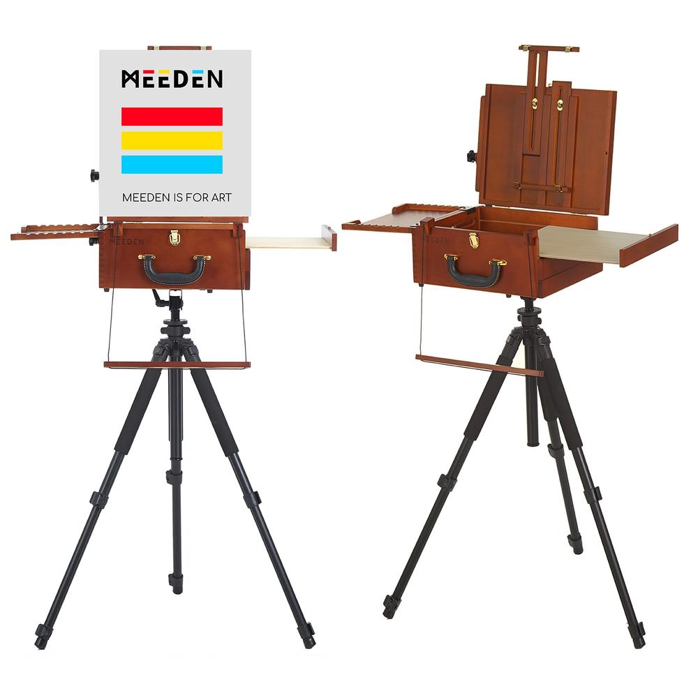 MEEDEN Plein Air Easel, French Easel, Outdoor Easel, Portable Tabletop for  Outdoor Painting, Pochade Box with Travel Tripod, Tra