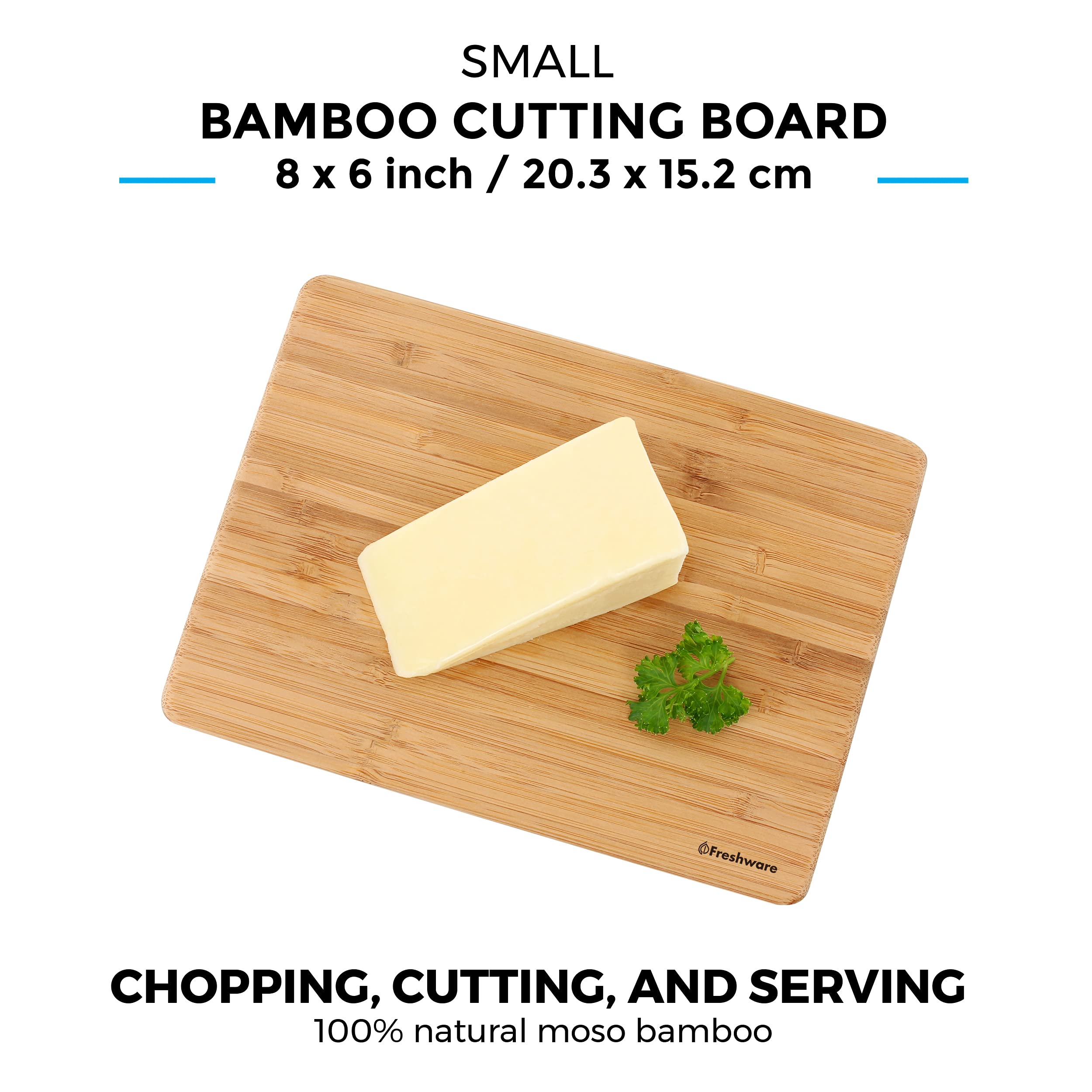 Freshware Bamboo Cutting Boards for Kitchen [Set of 3] Wood Cutting Board for Chopping Meat, Vegetables, Fruits, Cheese, Knife Friendly Se