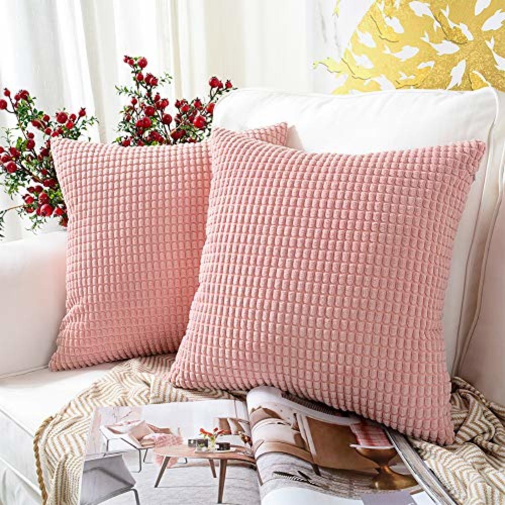 MERNETTE Pack of 2, Corduroy Soft Decorative Square Throw Pillow Cover Cushion Covers Pillowcase, Home Decor Decorations for Sof