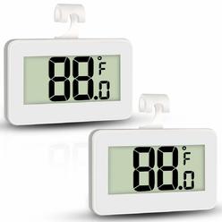 AOVIOANDY Mini Refrigerator Fridge Thermometer, 2 Pack Digital Freezer Thermometer Waterproof Room Thermometer with Hook, Large LCD Displa