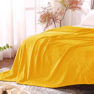 BEDELITE Fleece Blanket Twin Size Yellow Throw Blanket for Couch
