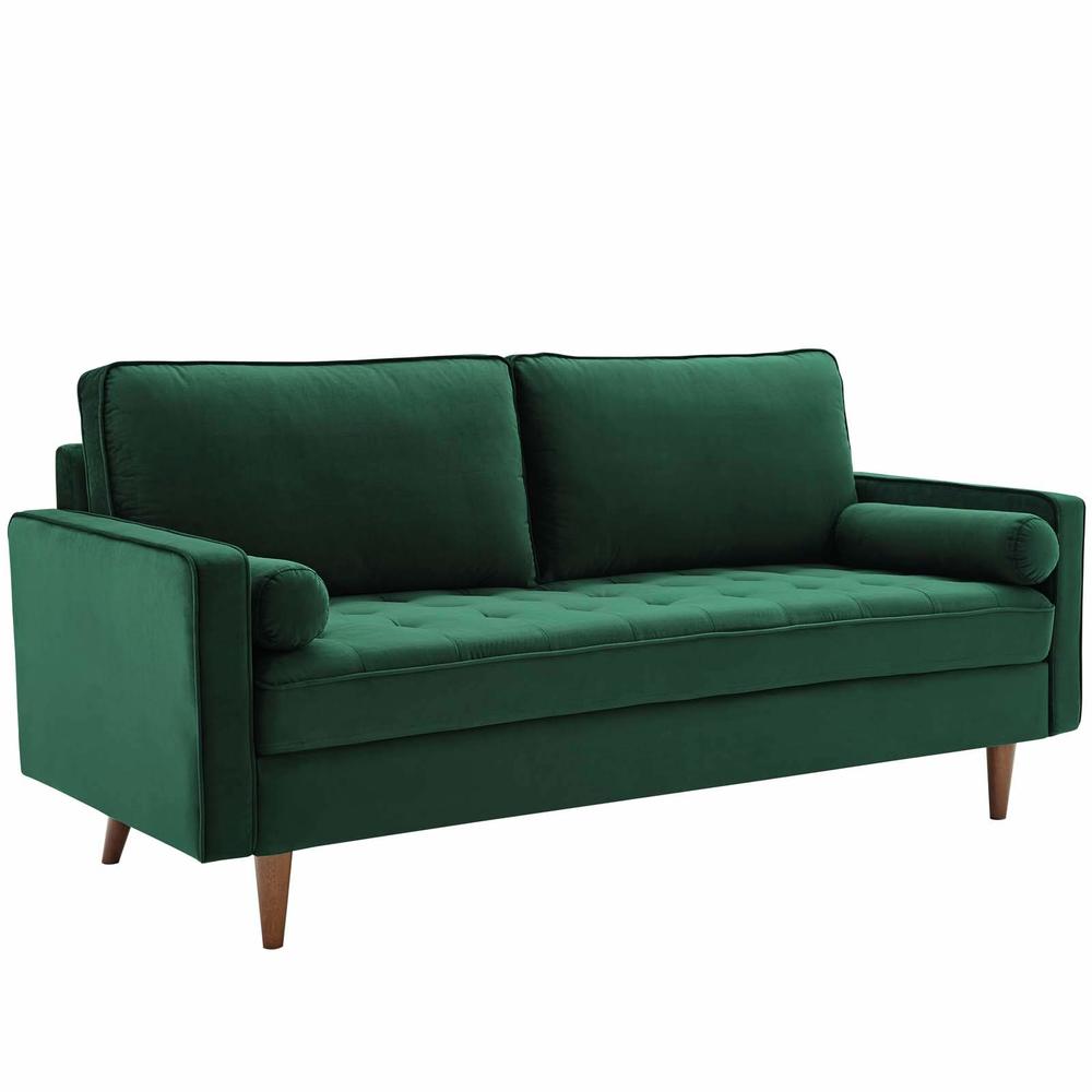 Modway Valour Performance Velvet Upholstered Tufted Sofa, Green