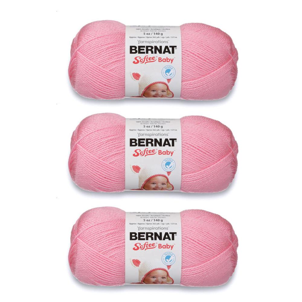 Bernat Softee Baby Prettiest Pink Yarn - 3 Pack of 141g/5oz - Acrylic - 3 DK (Light) - 362 Yards - Knitting/Crochet