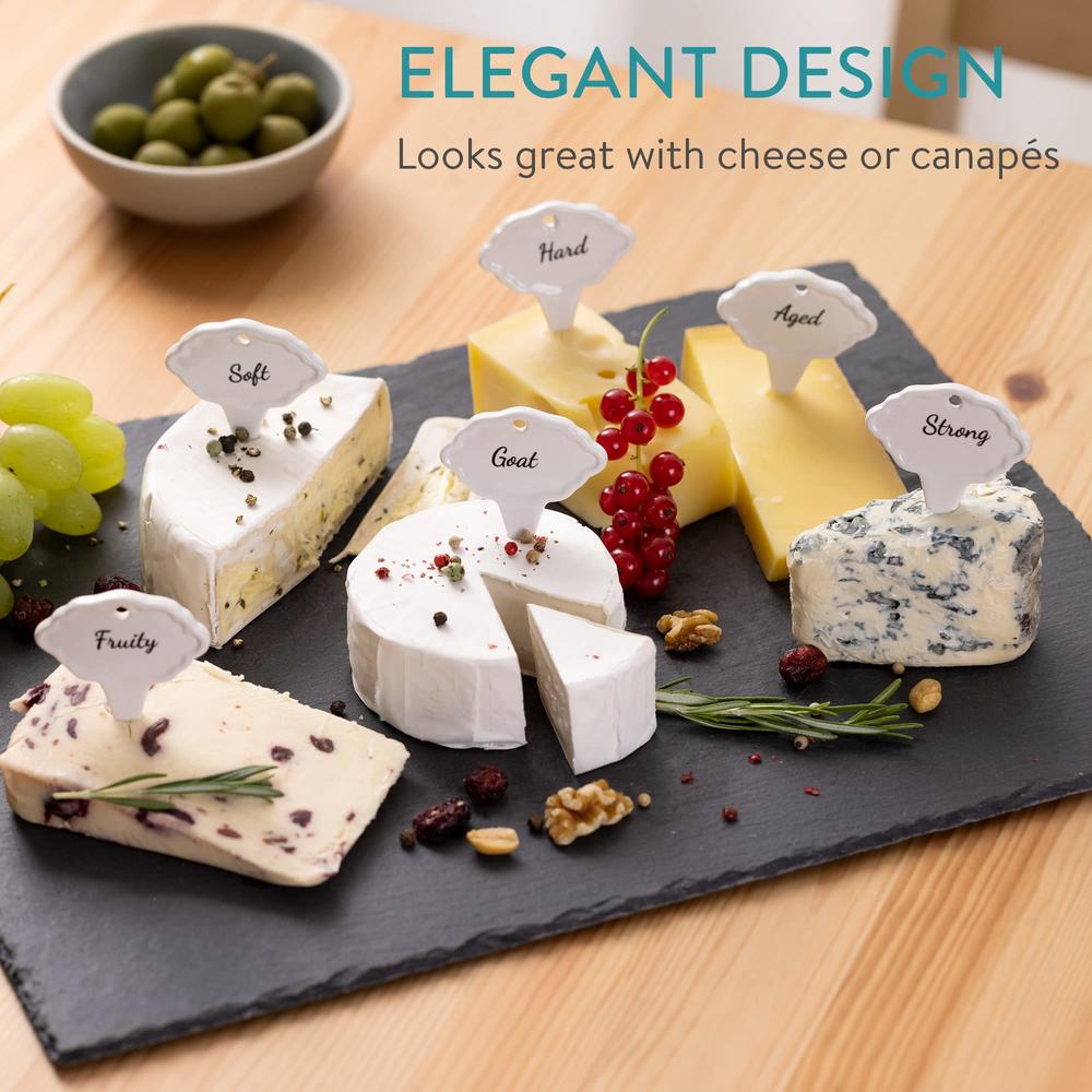 Navaris Ceramic Cheese Marker Set (10 Pieces) - Reusable Cheese Markers ...
