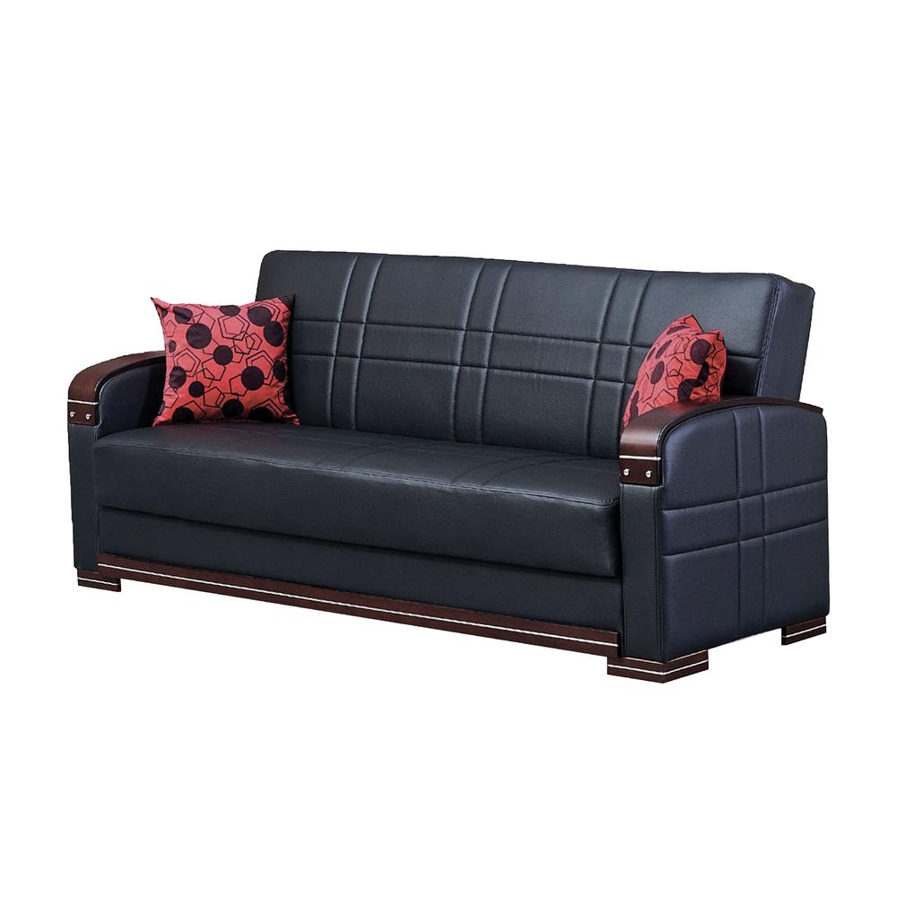 BEYAN Bronx Collection Living Room Convertible Folding Sofa Bed with Storage Space, Includes 2 Pillows, Black