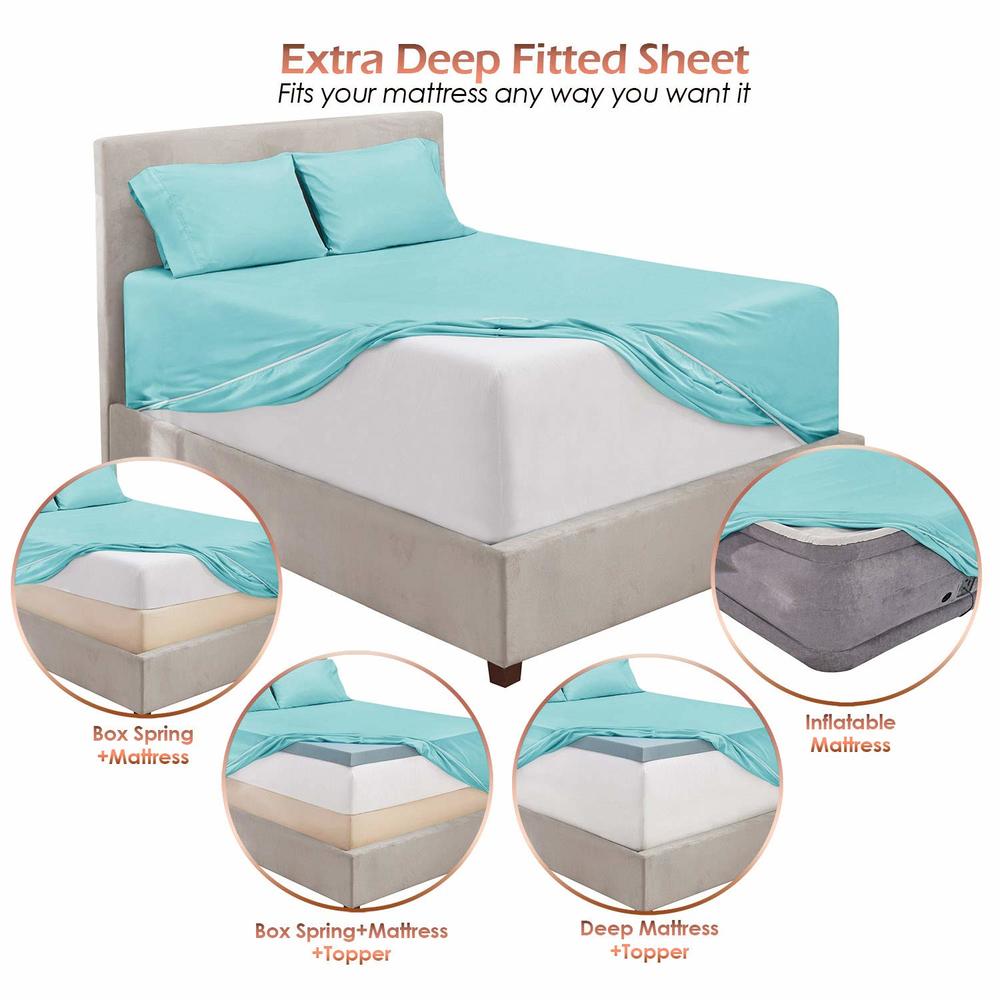 Nestl Extra Deep Pocket Bed Sheet Set - 4-Piece Hotel Bed Sheet Set Deep Pocket Bed Sheets 18-24 Inch Deep Pockets - Fitted Shee
