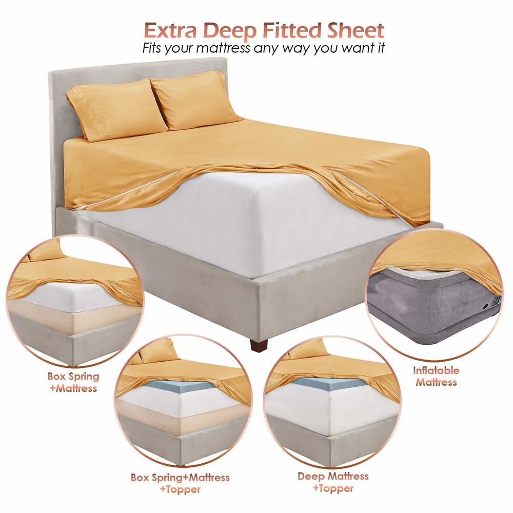 Nestl Extra Deep Pocket Bed Sheet Set - 6-Piece Hotel Bed Sheet Set Deep Pocket Bed Sheets 18-24 Inch Deep Pockets - Fitted Shee