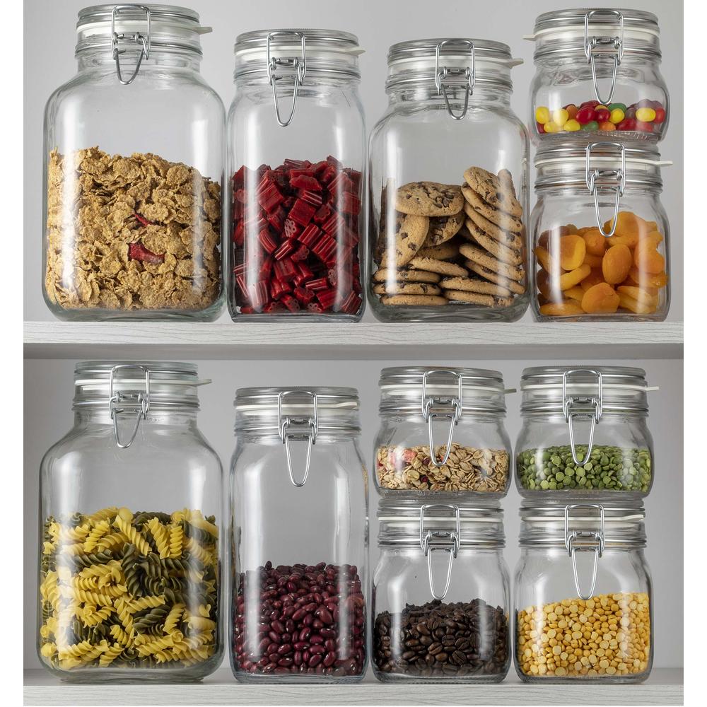 Bormioli Rocco - Food Storage Container - Glass Fido Jars - Hermetic Sealed Hinged Airtight Lid for Fermenting, With Paksh Chalk