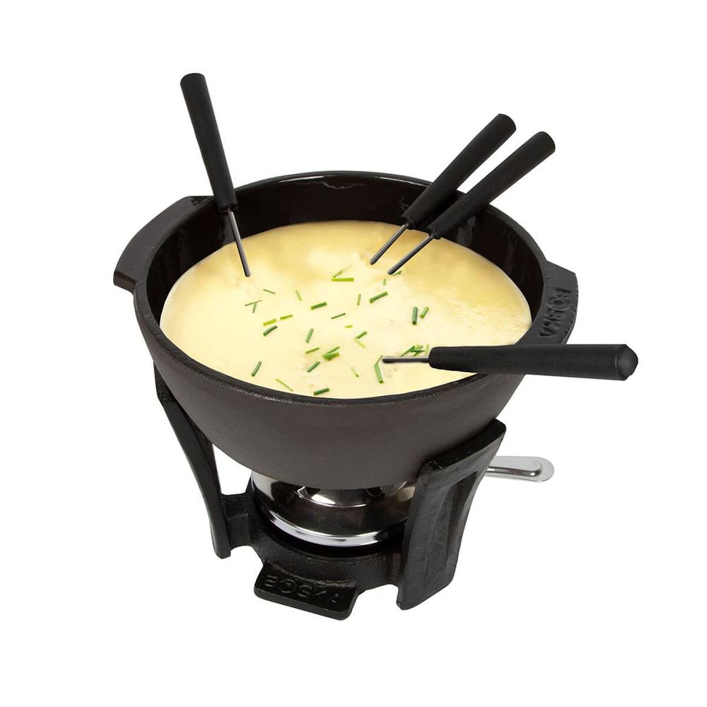 Boska Cheese Fondue Party Set - Black Cast Iron Fondue Pot for Cheese, Meat, and Chocolate - Suitable for Every Stove - Wedding 