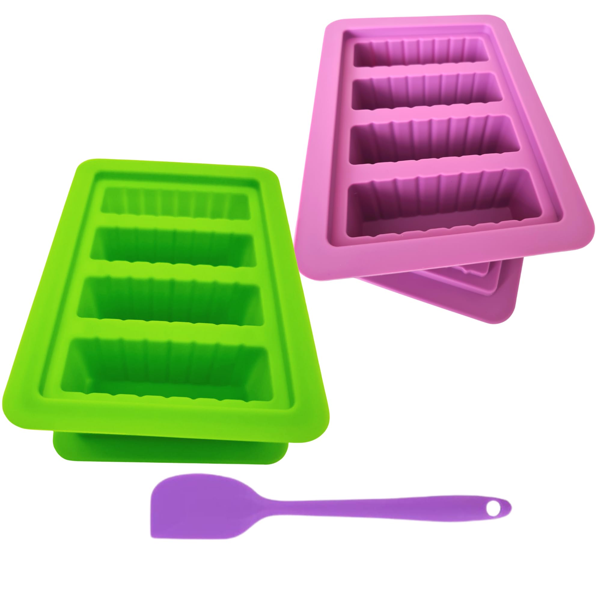 LxE CONCEPT Butter Molds Silicone Tray 2packs - with Silicone Spatula,  Container with Lid 4 Stick Forms