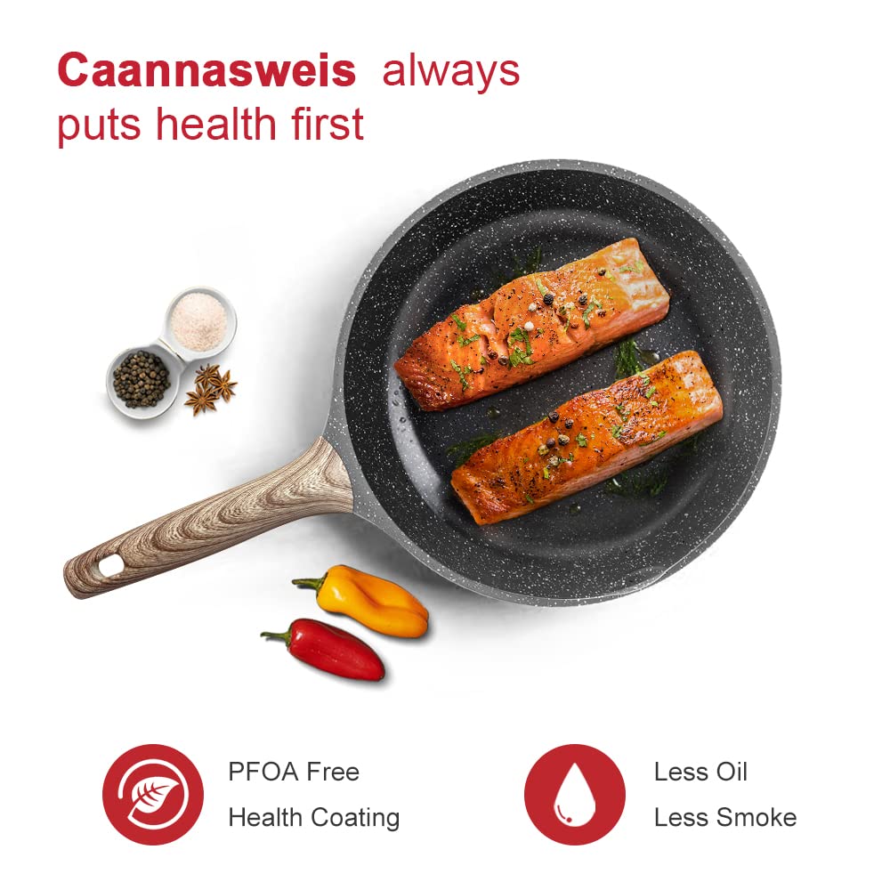 Caannasweis Nonstick Pan with Lid, Nonstick Stone Frying Pan, Best Nonstick  Omelette Skillet with Soft Touch