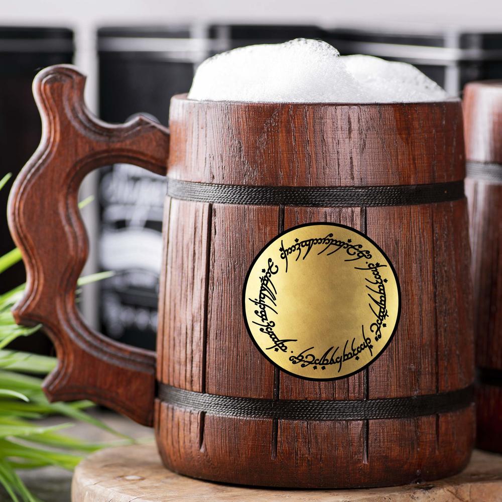 BeardedMugs One Ring Mug. Lord Rings Gift. Personalized Wooden Beer Mug. Hobbit Mug. Inspired Tankard. Wood Beer Steins. Beer Tankard Gifts 
