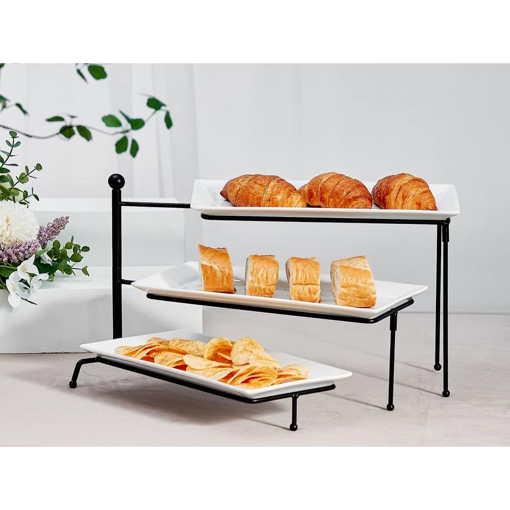 Onedia Serving Rack ONEMORE 3 Tier Serving Tray - Foldable Swivel Food Display Stand with ...