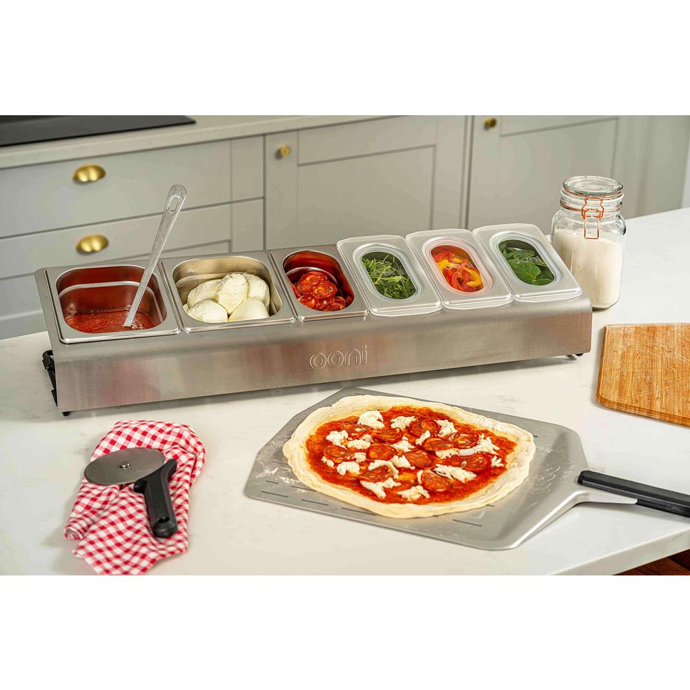 ooni Pizza Topping Station - 2 x 1.6L and 4 x 0.8L Pizza Topping Containers with Custom Fit Lids Pizza Oven Accessories - Outdoo