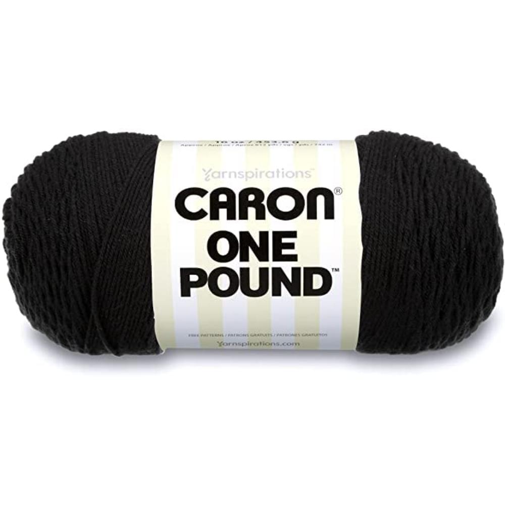 Caron One Pound Black Yarn - 2 Pack of 454g/16oz - Acrylic - 4 Medium (Worsted) - 812 Yards - Knitting, Crocheting & Crafts