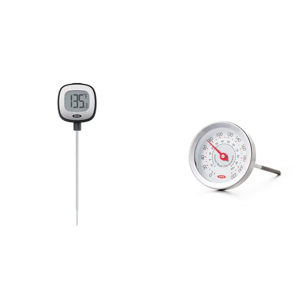 OXO Good Grips Chef's Precision Digital Instant Read Thermometer & Good Grips Chef's Precision Meat Thermometer, Silver