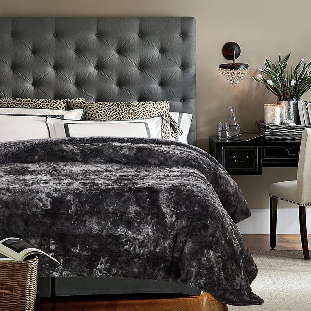 Chanasya Faux Fur Bed Throw Blanket - Super Soft Fuzzy Cozy Warm Fluffy Beautiful Color Variation Print Plush Sherpa Microfiber 