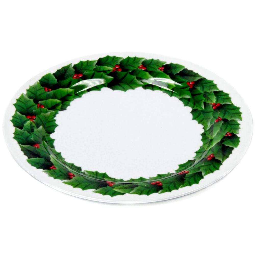Chef Craft Christmas Melamine Dinner Plate, 10 inch in diameter, Wreath