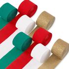 PartyWoo Crepe Paper Streamers 8 Rolls 656ft, Pack of Green, Red, Gold,  White Party Streamers for