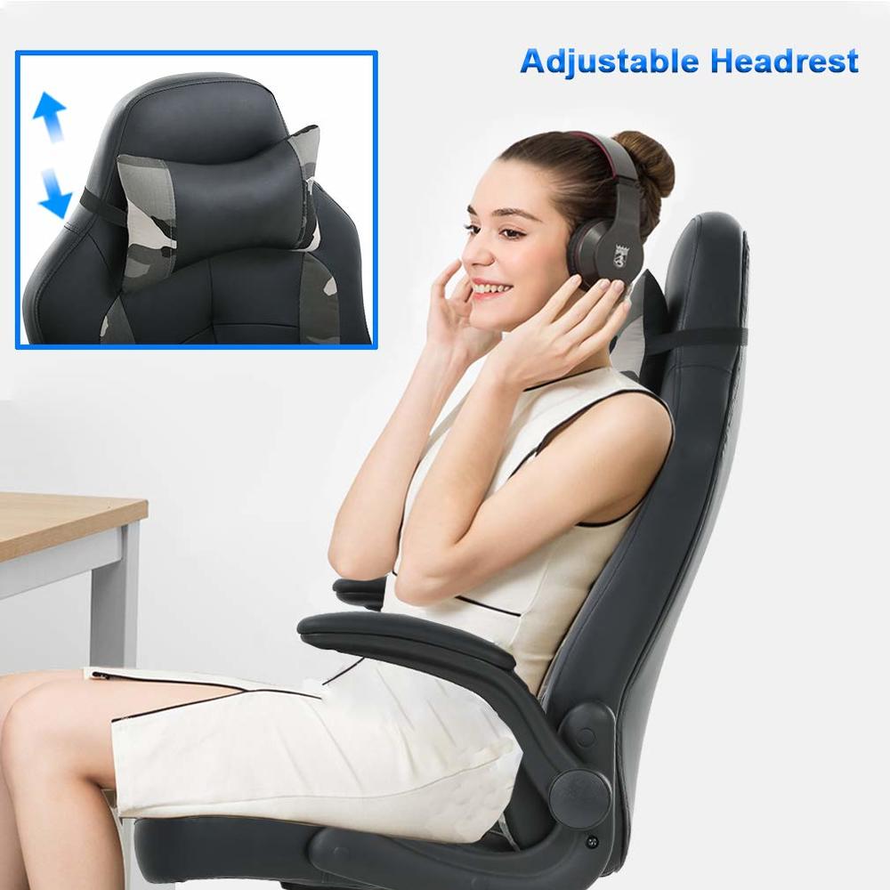 BestOffice PC Gaming Chair Ergonomic Office Chair Cheap Desk Chair PU Leather Racing Chair Executive Swivel Rolling Computer Chair with Lum