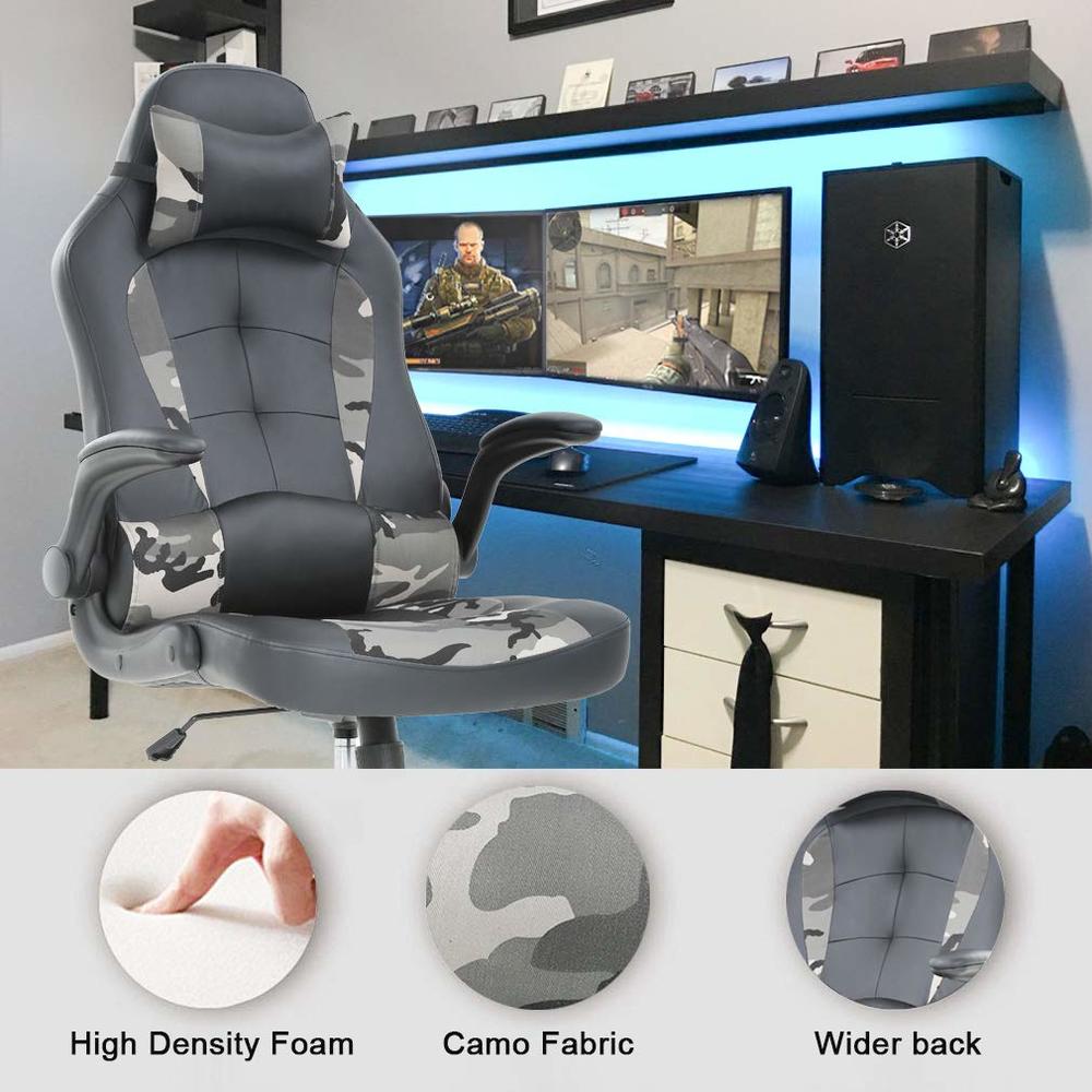 BestOffice PC Gaming Chair Ergonomic Office Chair Cheap Desk Chair PU Leather Racing Chair Executive Swivel Rolling Computer Chair with Lum