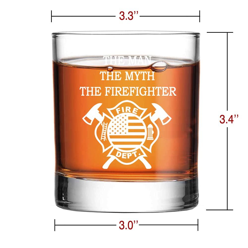 Perfectinsoy The Man The Myth The Firefighter Whiskey Glass, Firefighter Whiskey Glass, Firefighter Gifts, Fireman Retirement Gi