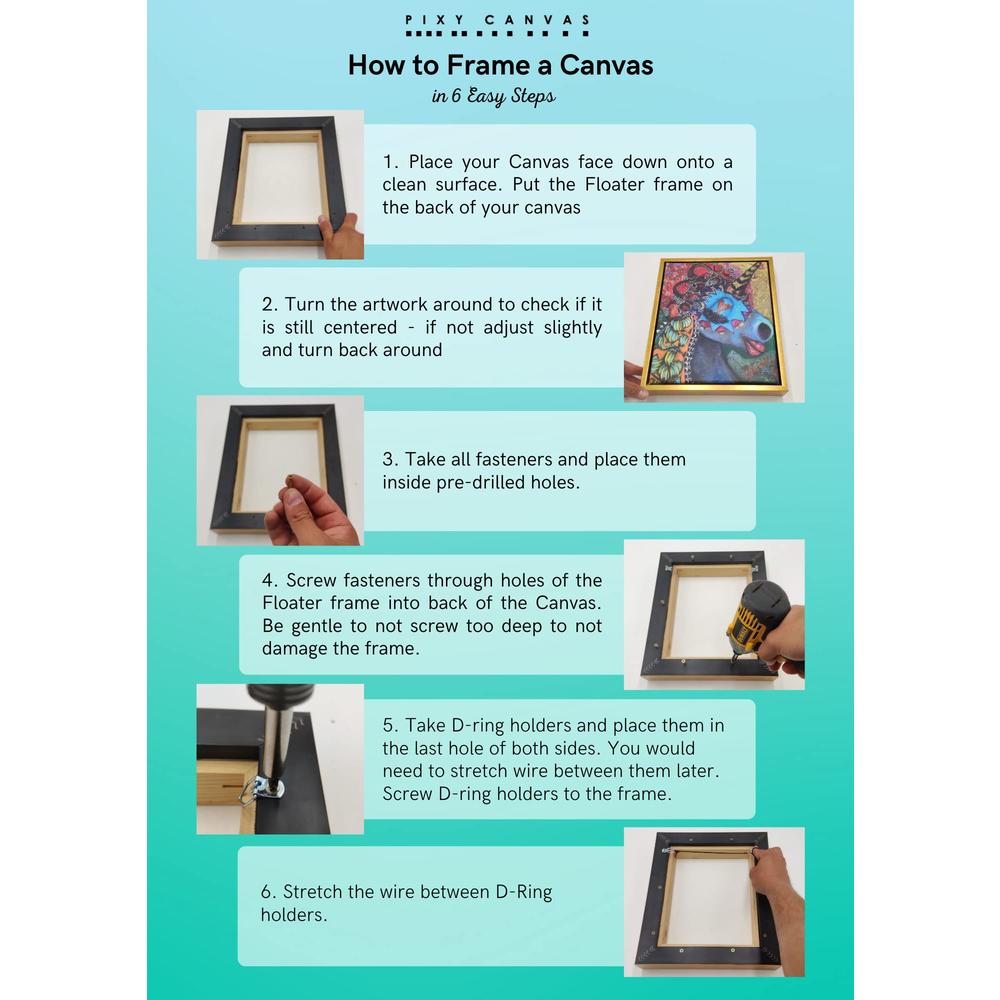 Pixy Canvas 16x24 inch Floater Frames for Canvas Paintings | Floater Frame for Stretched Canvas and Canvas Panels | 1-3/8" Thick