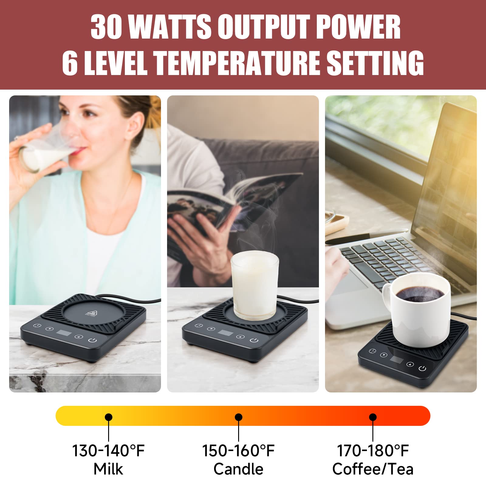 OTSPOVE Coffee Warmer for Desk - Electric Mug Warmer, Coffee Mug Warmer  with Timer, 6 Temp Mug