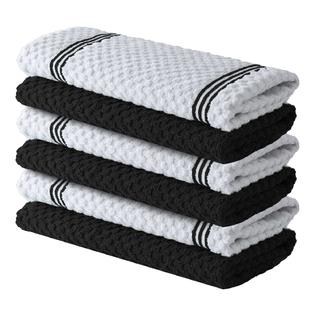 Infinitee Xclusives Premium Kitchen Towels - Pack of 6, 100% Cotton 15 x 25  Inches Absorbent