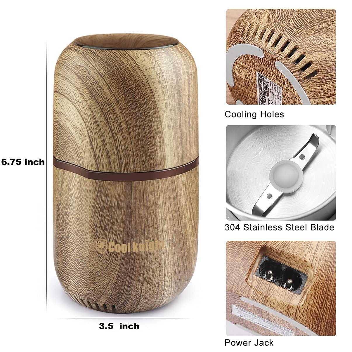 COOL KNIGHT Herb Grinder Electric Spice Grinder [Large Capacity/High Rotating Speed/Electric]-Electric Grinder for Spices and He