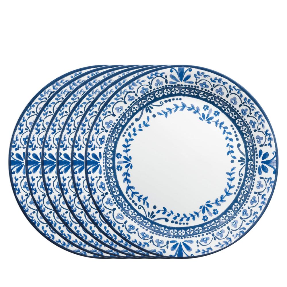 Corelle Vitrelle 6 PIECE Dinner Plates Set, Triple Layer Glass and Chip Resistant, Lightweight Round Plates, Portofino